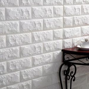 10 Pcs Adhesife Paneaux Mural Anti-humidité Briques 3D size 77*70 Blanc