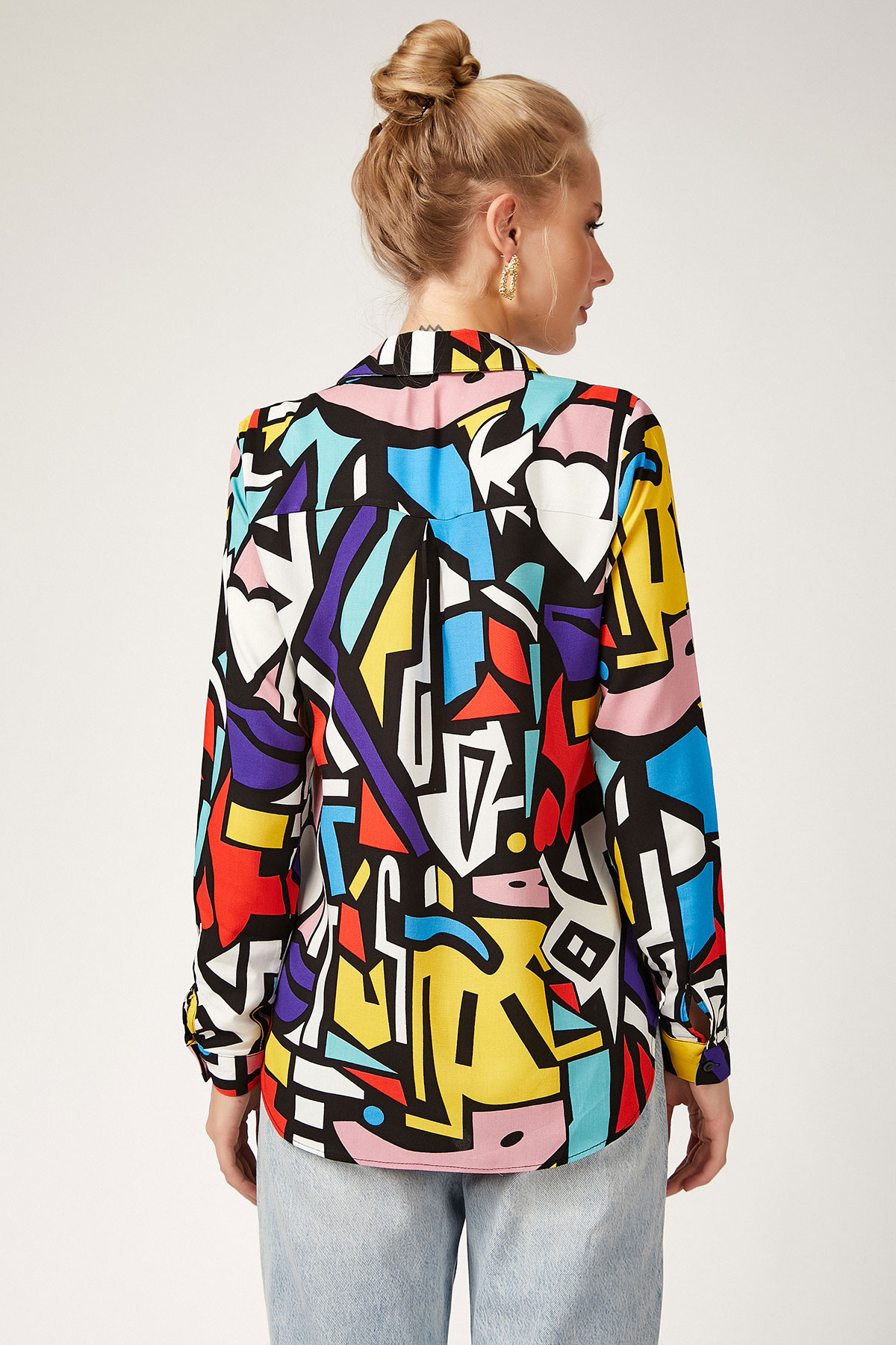 Women's Patterned Multi-color Viscose Shirt - Image 3