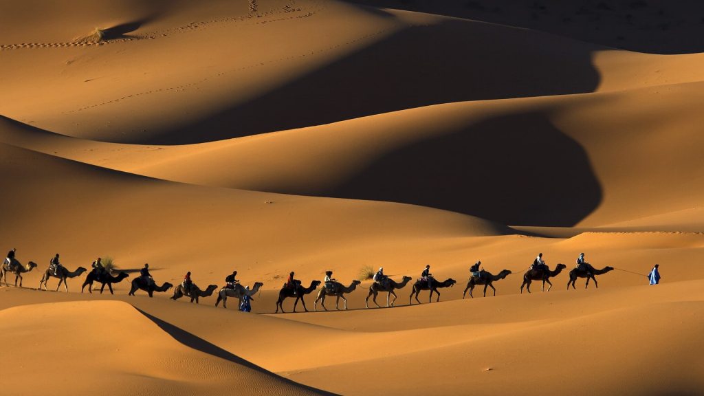 Sahara Desert dunes, scenic landscapes and sand dunes in Morocco