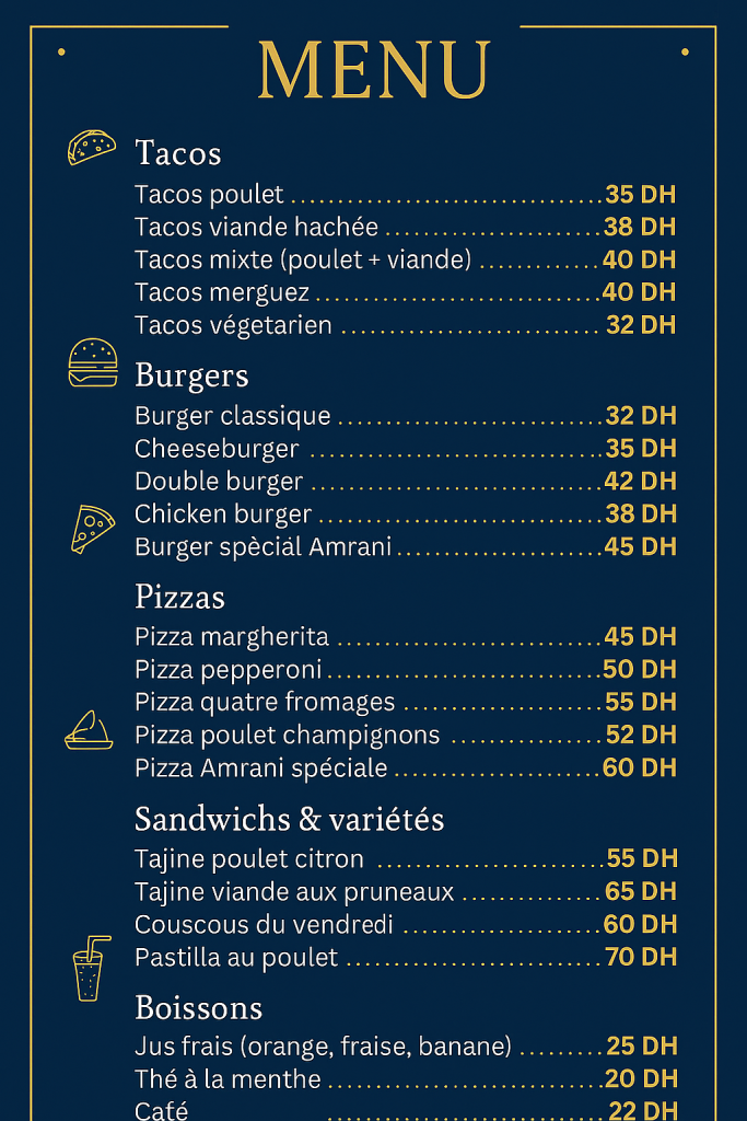 snack amrani fès menu